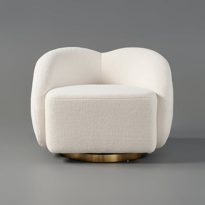 Modern cream armchair with gold base on a gray background