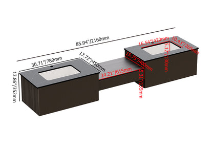 Measurement chart of a rectangular outdoor furniture set with dimensions labeled.