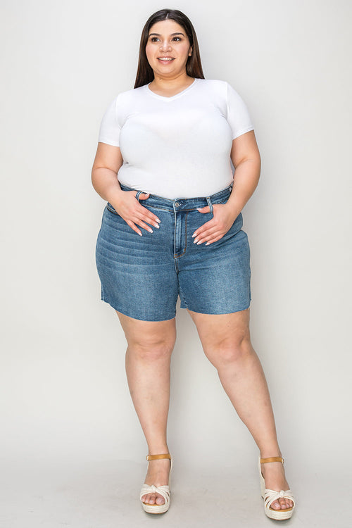 High-Waist Slim Fit Denim Shorts