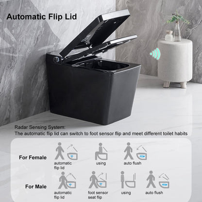 Cubera V1 Automatic Smart Square Bidet Toilet with Multi-Function Black 1.32 GPF