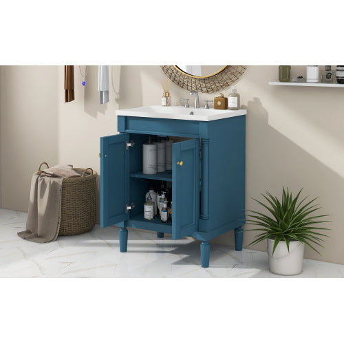 24  Bathroom Vanity With Top Sink, 2-Tier Modern Bathroom Storage