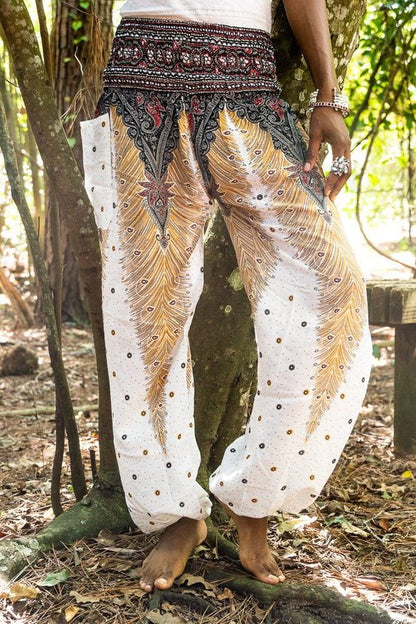 White Peacock Harem Pants