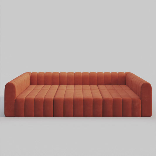 118.9" Velvet Convertible Modular Sectional Sofa Upholstered 6-Seater Sofa Set
