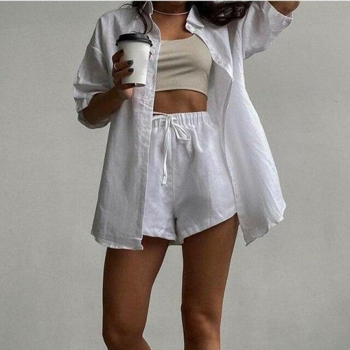 Loose Fit Shirt & Drawstring Shorts Set