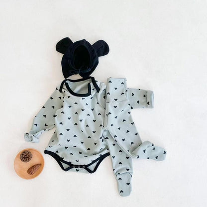 Soft Cotton Cartoon Print Onesie & Trousers Set