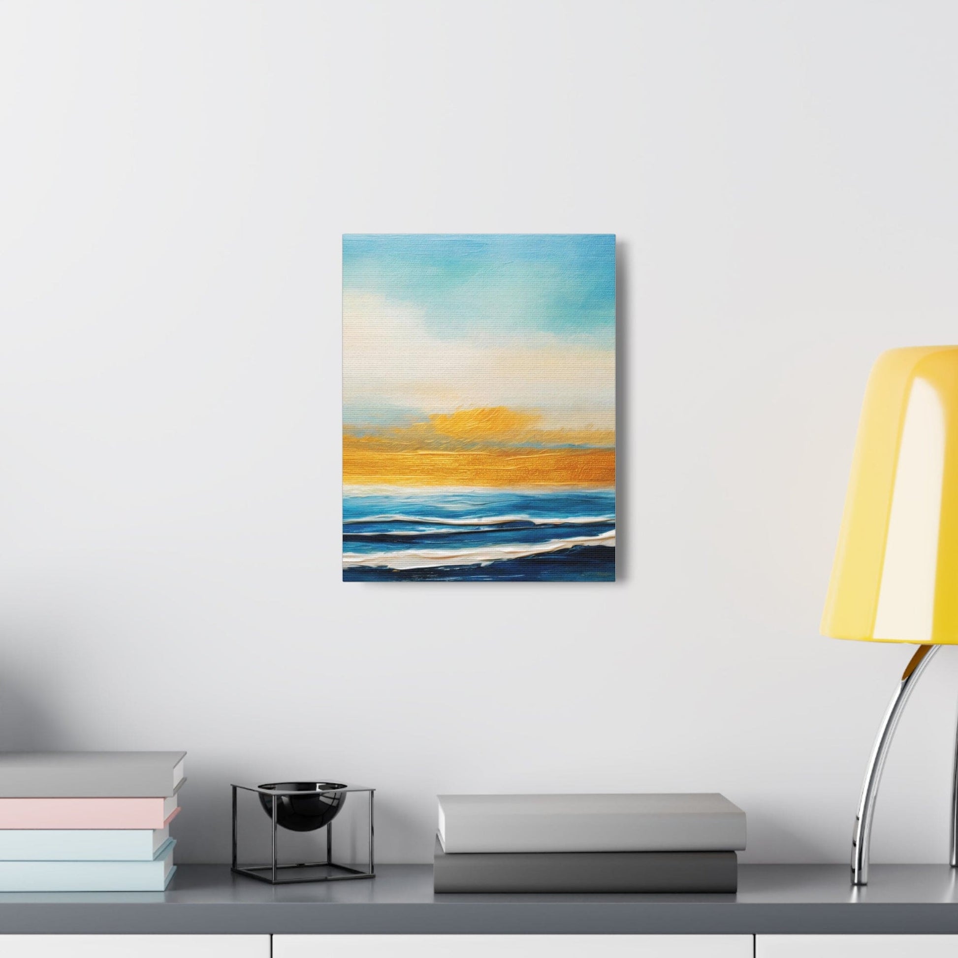 Wall Art Decor - Canvas Print Artwork - Blue Ocean Golden Sunset Print