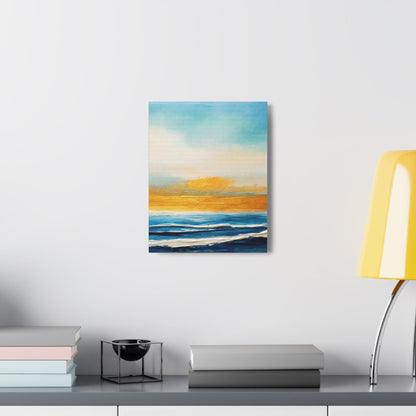 Wall Art Decor - Canvas Print Artwork - Blue Ocean Golden Sunset Print